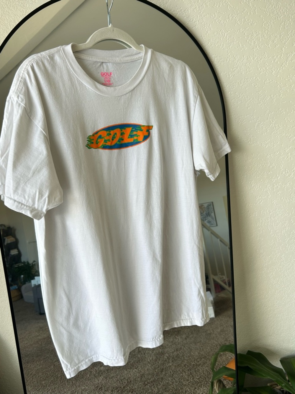 Golf Wang White Short Sleeve Tee with Orange and Green Logo second hand